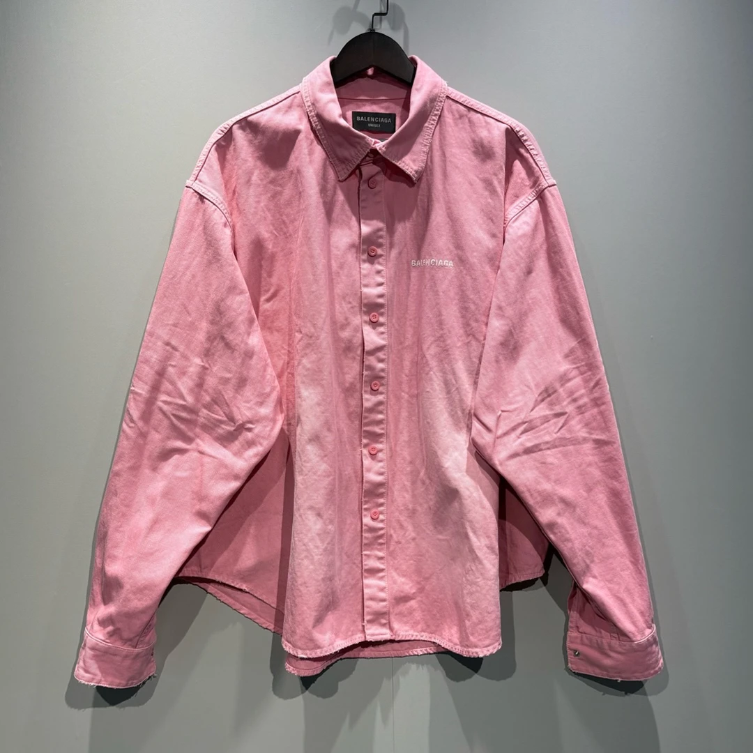 未使用 Balenciaga/巴黎世家 SS25 粉色刺绣外套衬衫/m码/0633