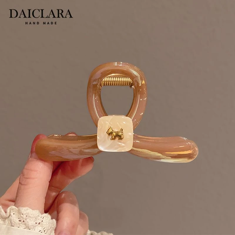 高级感细闪渐变半扎发狗狗发抓发饰后脑勺鲨鱼夹2025新款发夹