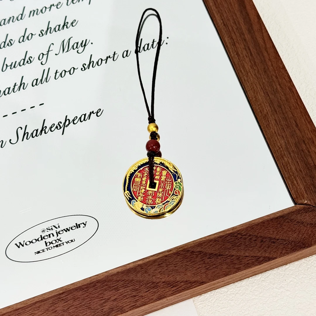 铜合金珐琅吊坠 XL-88古法双面创意珐琅彩绘手机链挂件