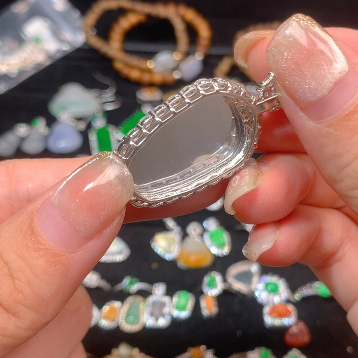 M***6翡翠银S925镶嵌戒指叶子