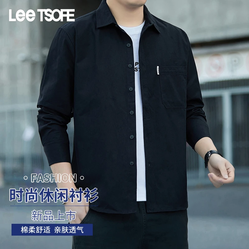 LEE TSOFE2025高级感休闲长袖衬衫男士秋季潮流工装风纯棉衬衣