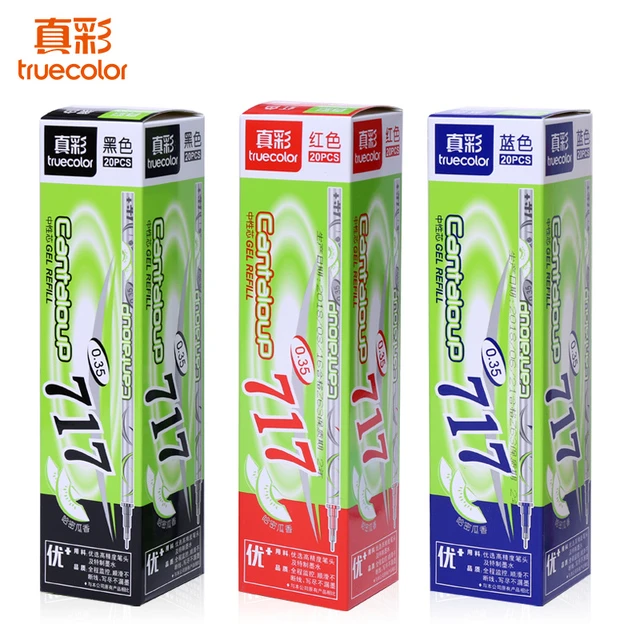 真彩优品中性笔笔芯0.35mm黑色针管PL-717哈密瓜香味替芯女教师