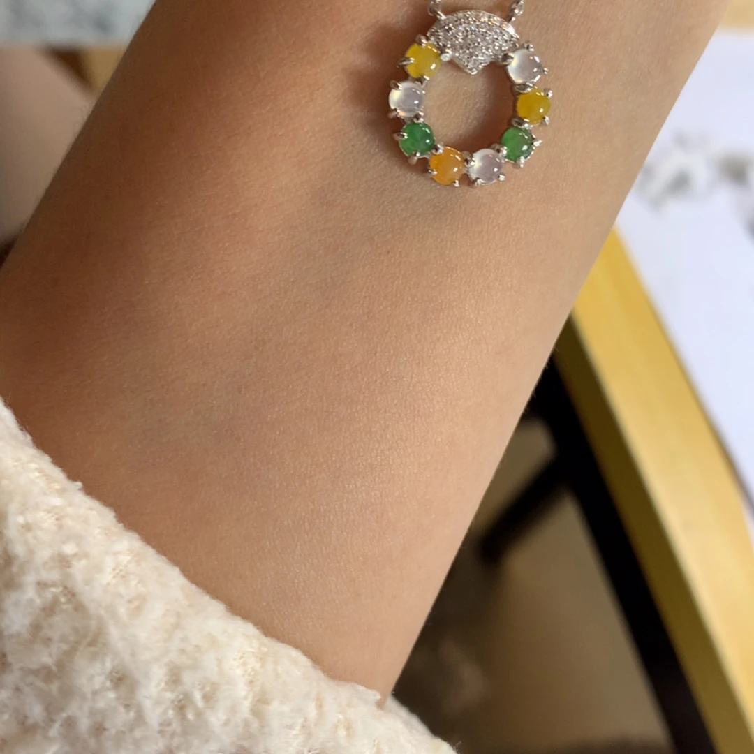 翡翠银S925镶嵌戒指项链