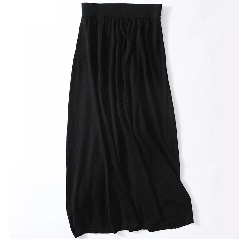 德国扬子纱16针薄款平面A字裙桑蚕丝+精纺超细美丽诺羊毛半身裙