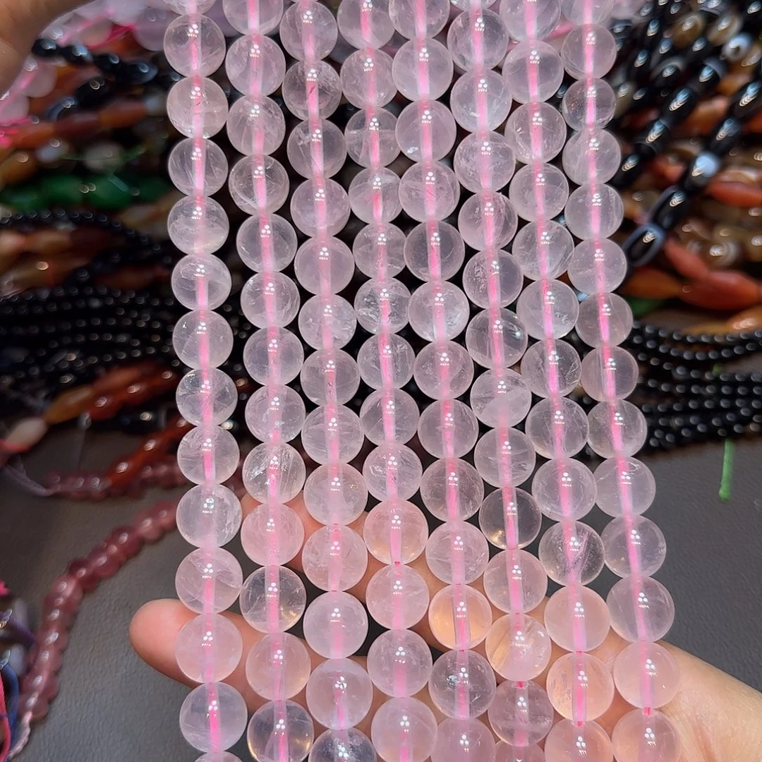 玛瑙/玉髓未镶嵌珠宝半成品12mm天然六芒星马粉水晶一条