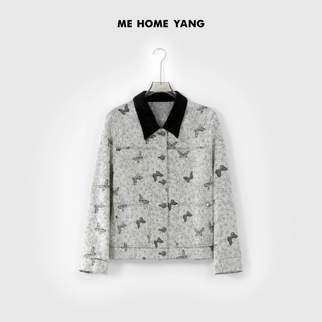 ME【蝴蝶花卉】梭织牛仔外套轻奢高定时尚设计师外套MEQA0805