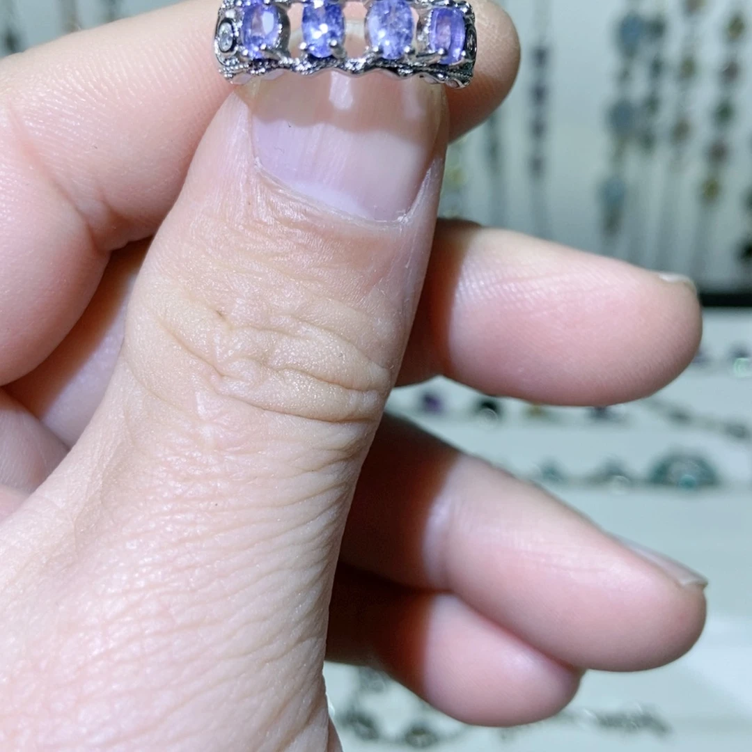 绿水晶戒指银S925镶嵌菀*