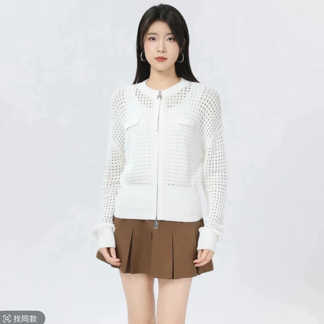 【官方正品】阿玛施AMASS  时髦百搭显瘦拉链长袖针织开衫548032