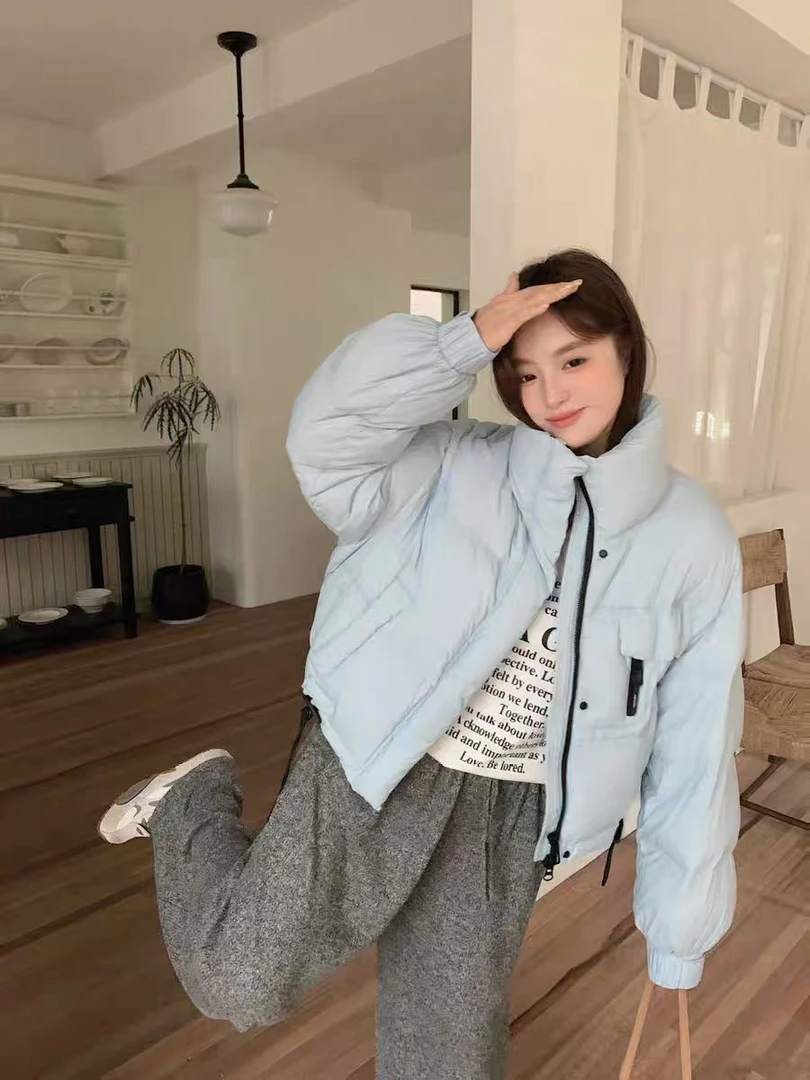 反季25新款女短款韩版独特设计小个子休闲时尚加厚白鸭绒羽绒服