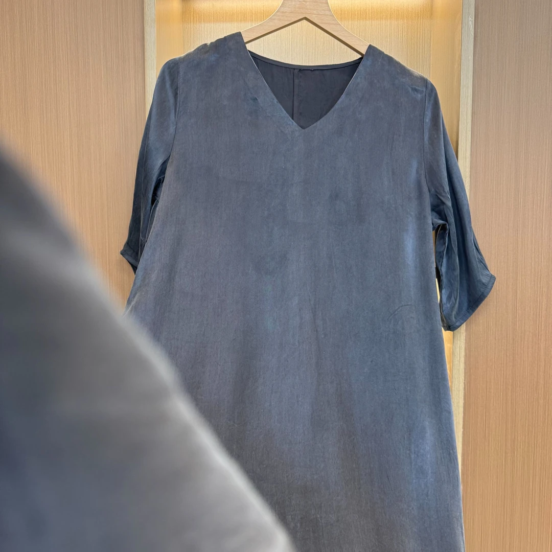 【深澜2】新中式V领提花常规款设计师中袖休闲日常旗袍女士