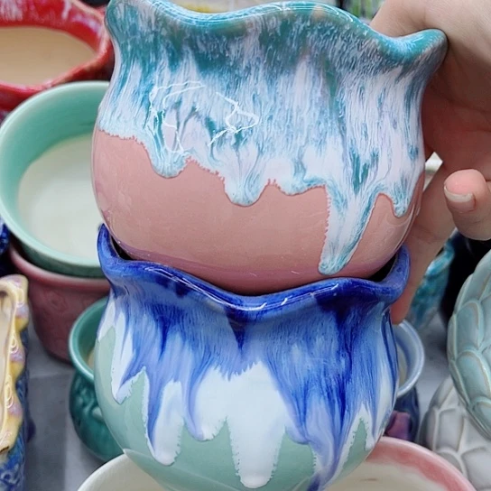 多肉绿植陶瓷花盆9.9包邮，有孔