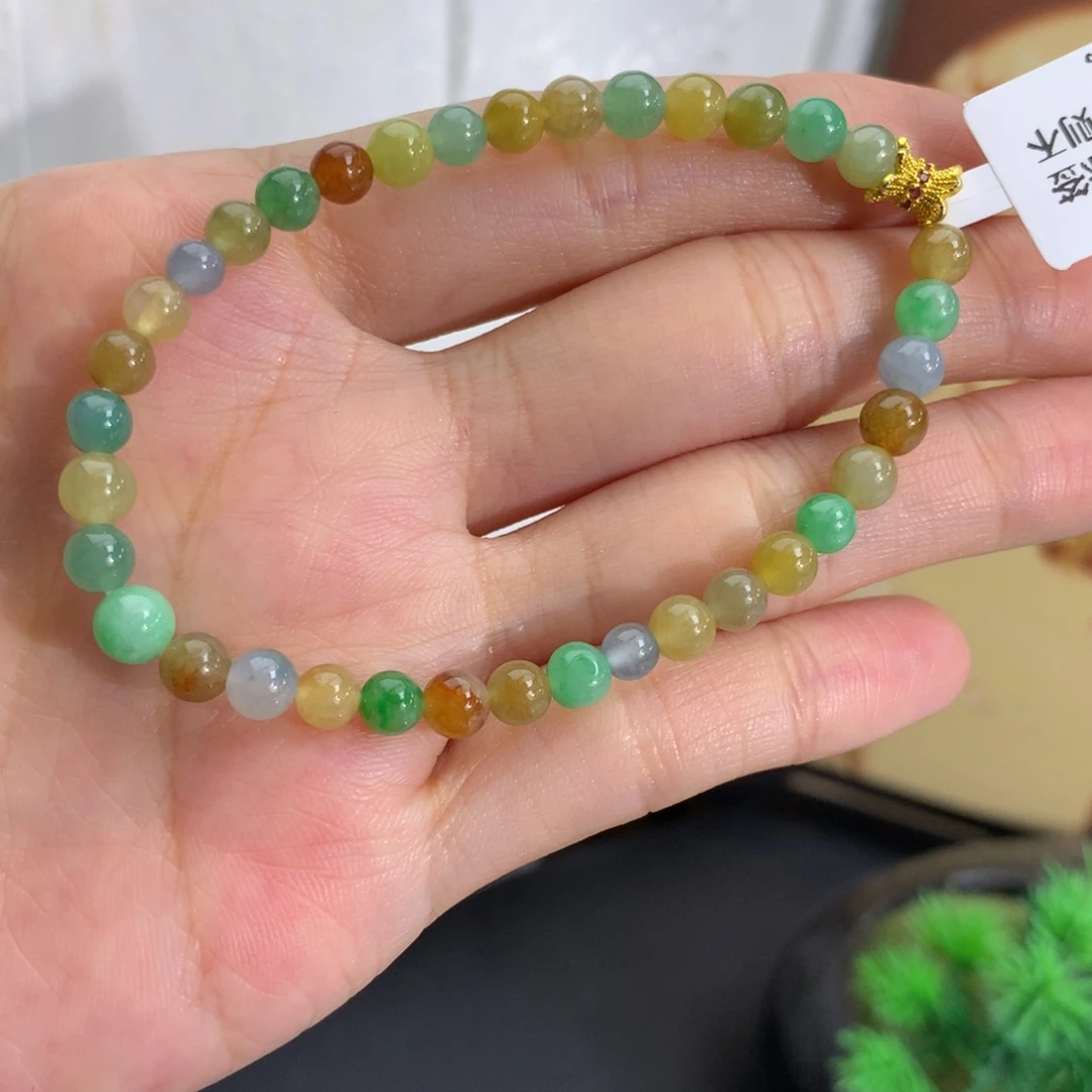 翡翠未镶嵌手串卡4.5-5.4胶润多宝手串
