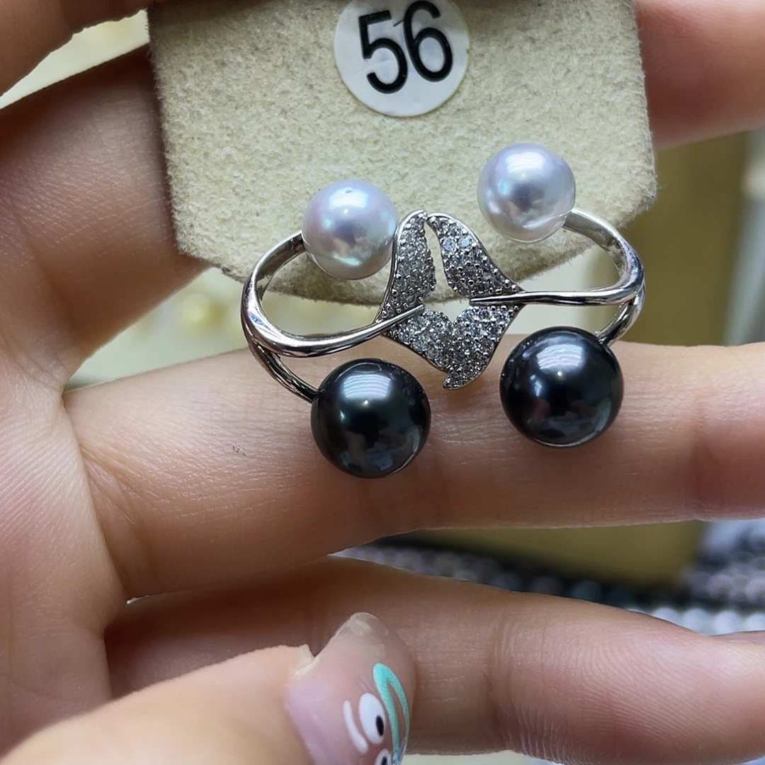 银S925镶嵌海水珍珠耳饰