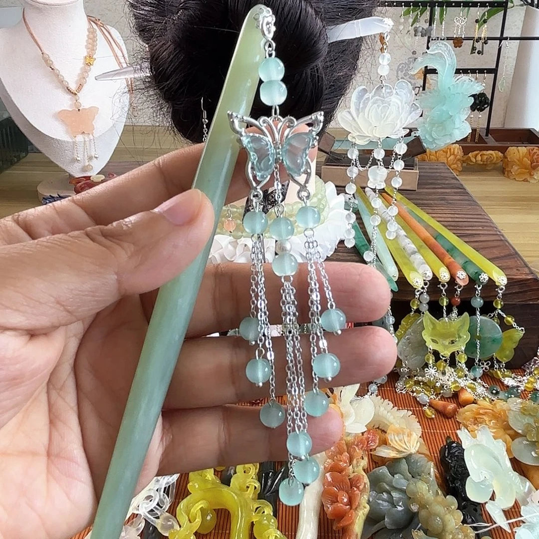 蛇纹石玉合金发饰