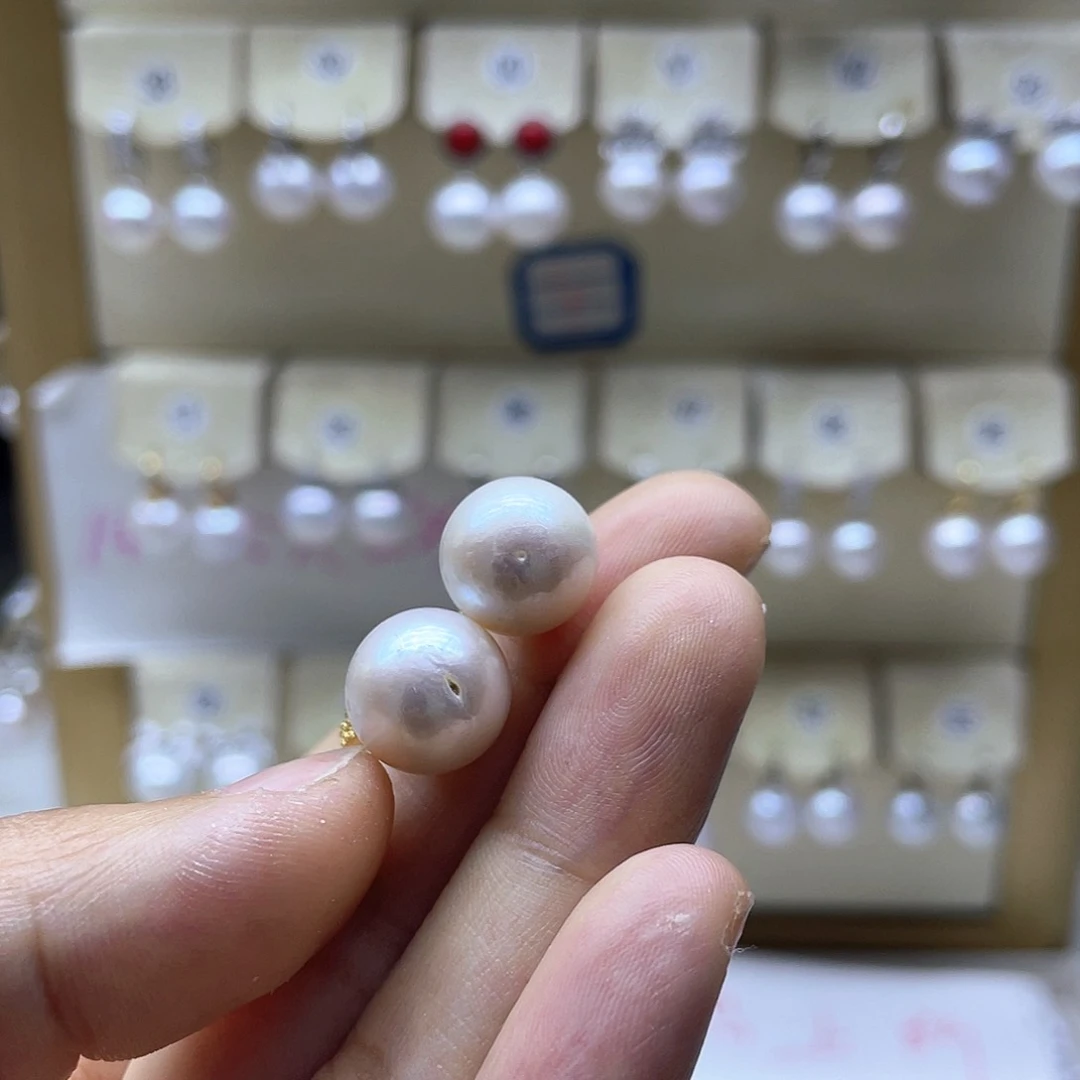 银S925镶嵌淡水珍珠耳饰