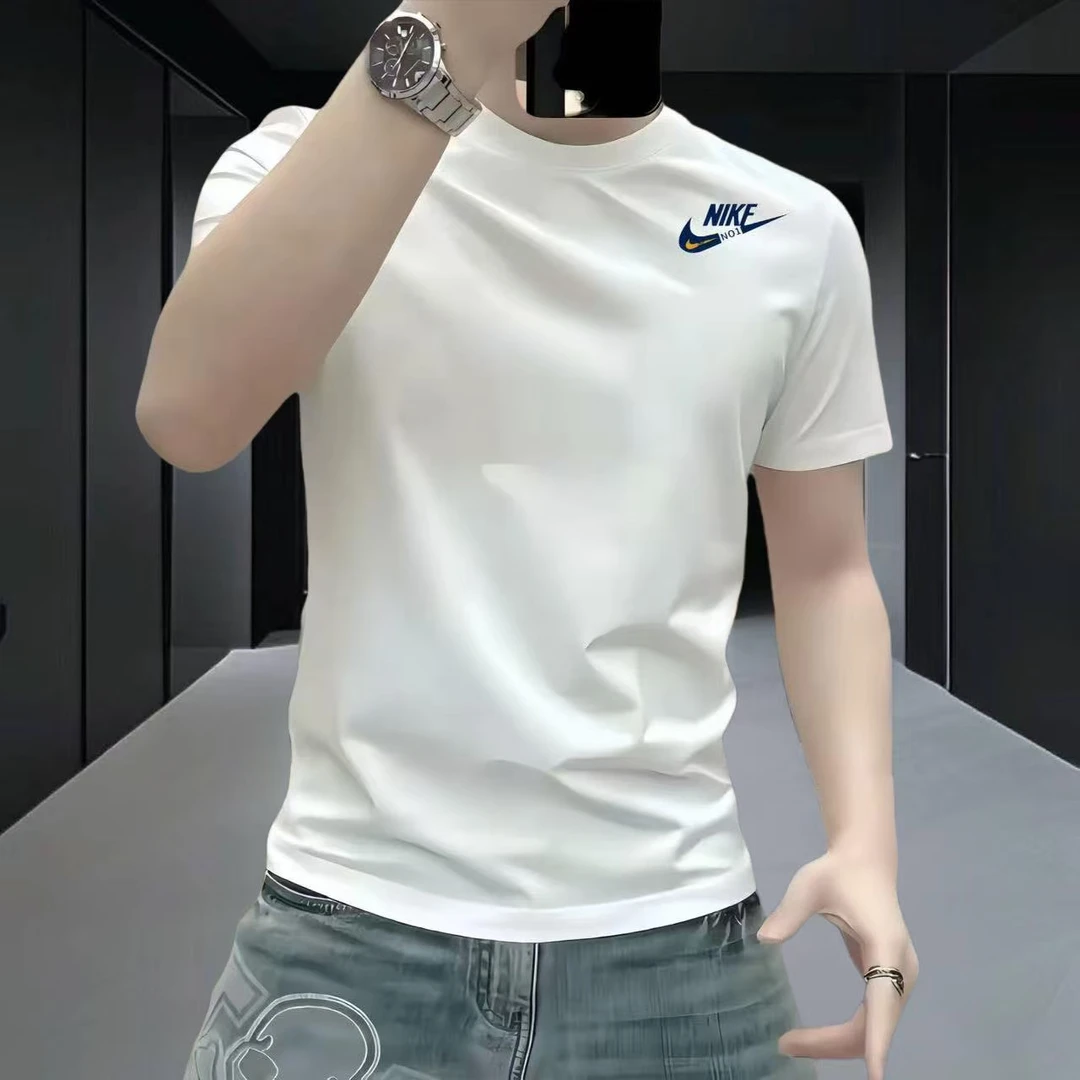 潮流男装液氨棉短袖2025新款青年休闲百搭运动T恤男女款圆领上衣