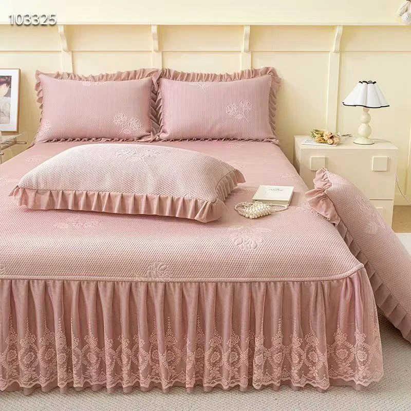【豆沙粉】轻奢凉席软席床裙款双人床单人床公主风防滑床