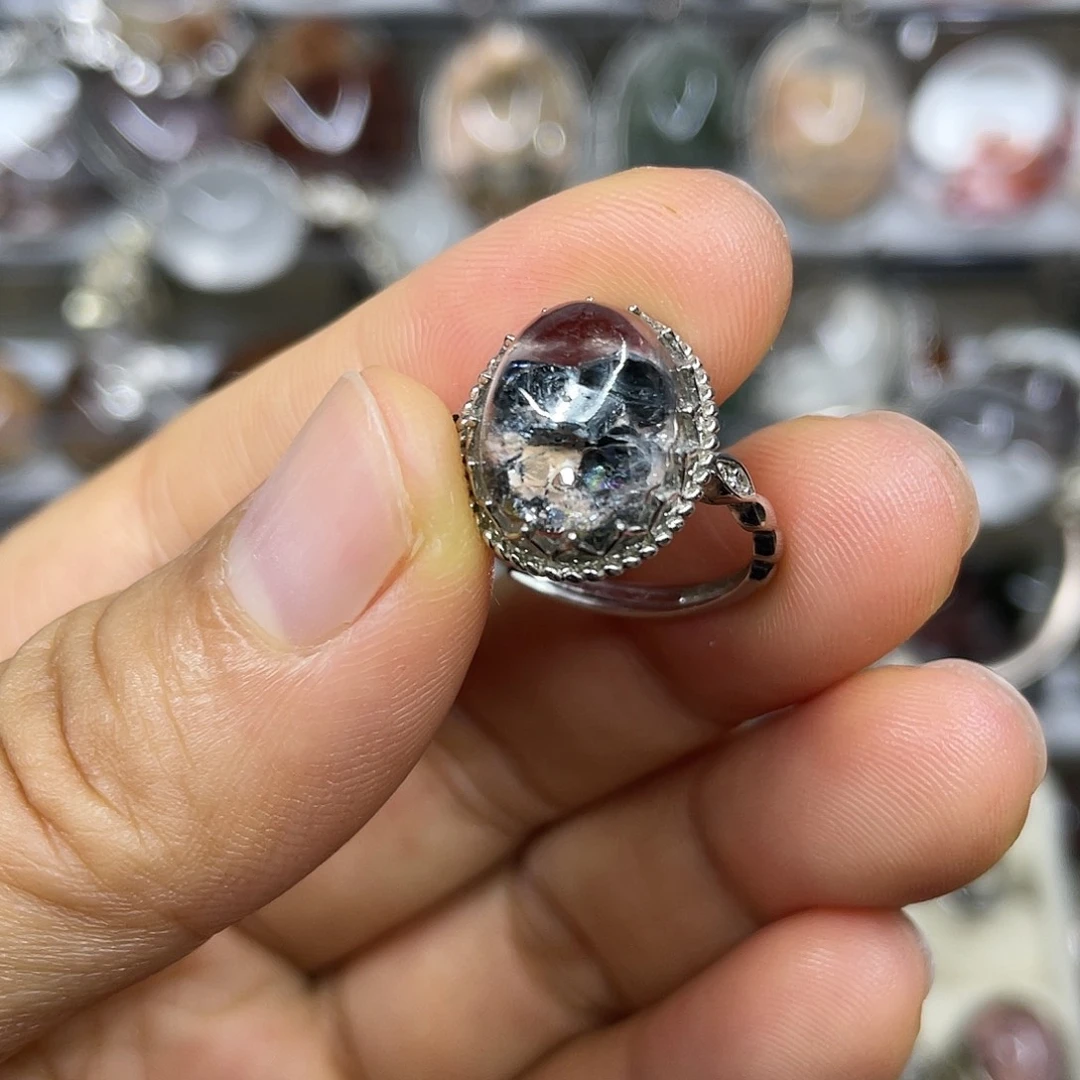 【闪购商品】银S925镶嵌珠宝半成品水晶戒指