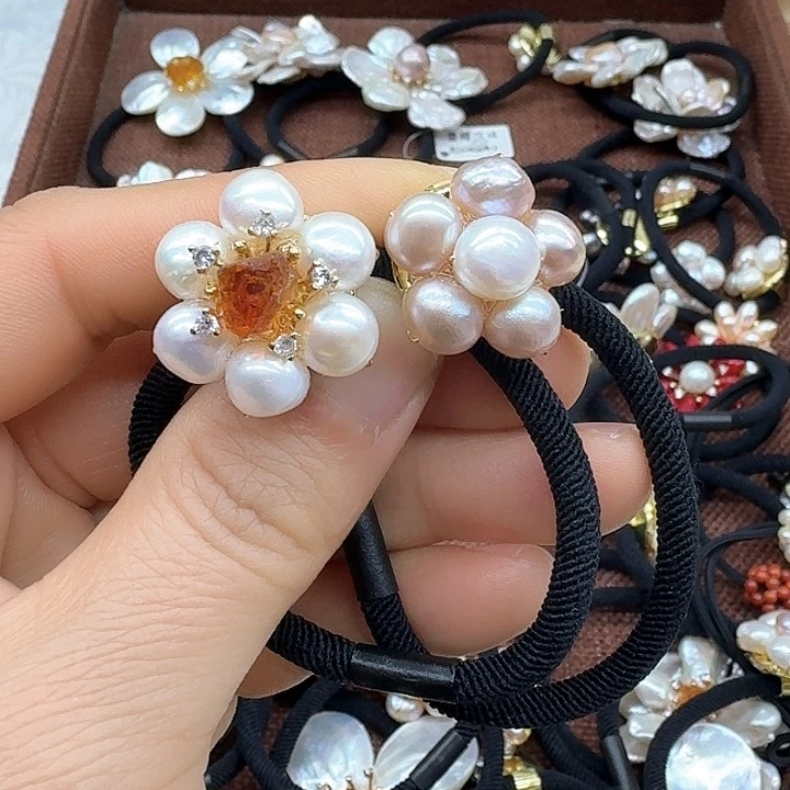 淡水珍珠发饰银S925镶嵌