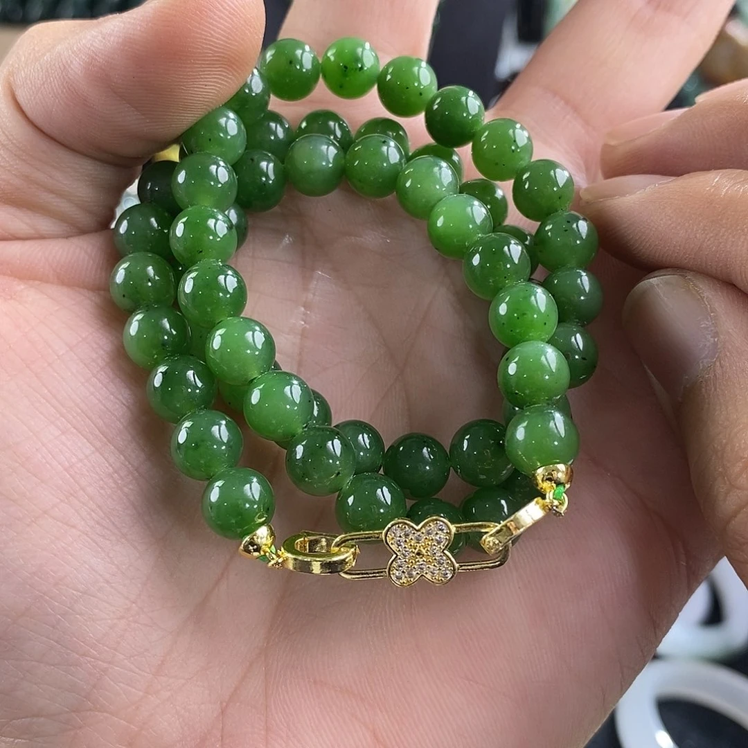 和田玉（碧玉）未镶嵌颈饰卡8红皮