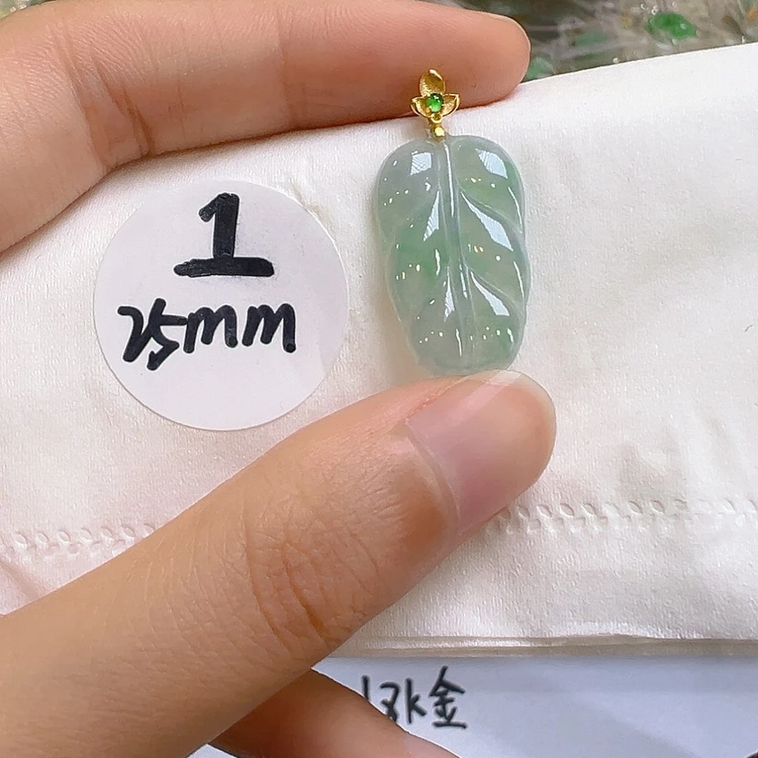 翡翠18K金镶嵌吊坠(不含链)翡翠