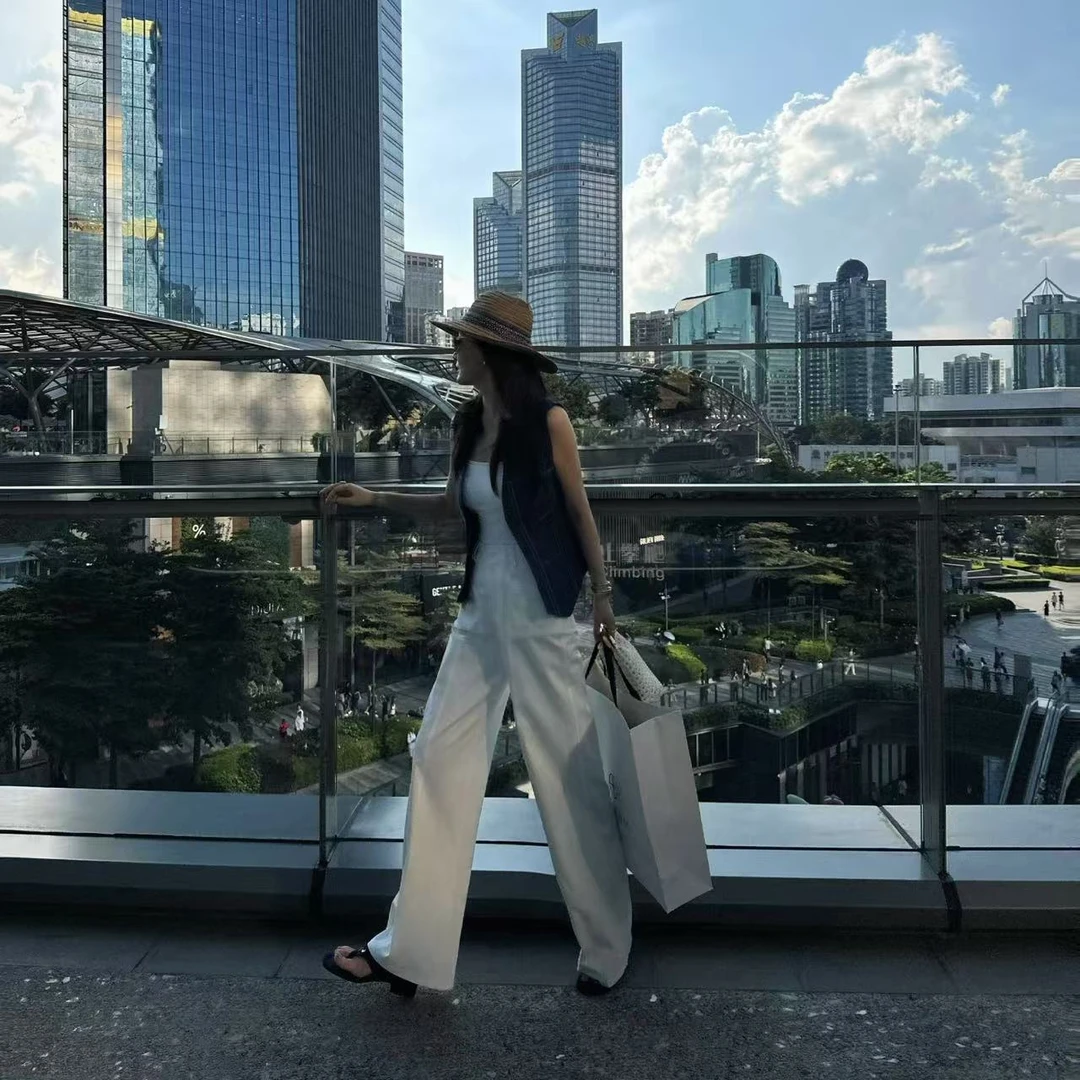 DANSO玉美华【双C阔腿裤】女直筒裤ins风长裤亚麻裤垂感夏季560187Y