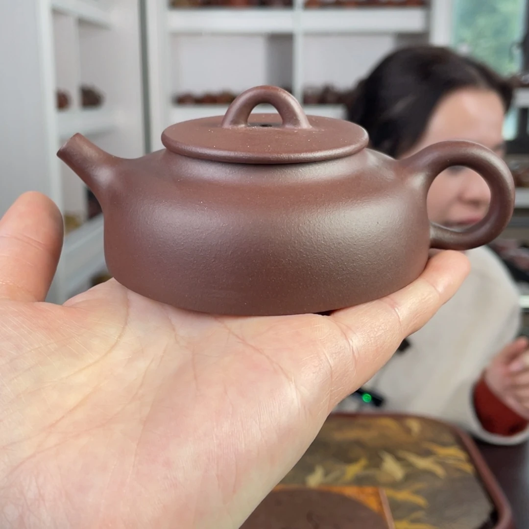 紫砂茶壶紫泥平盖桑扁170cc