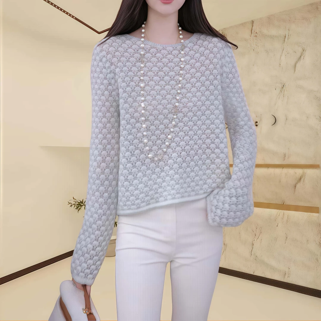 2025新款秋季穿搭时尚长袖针织衫女百搭洋气宽松休闲气质小上衣潮