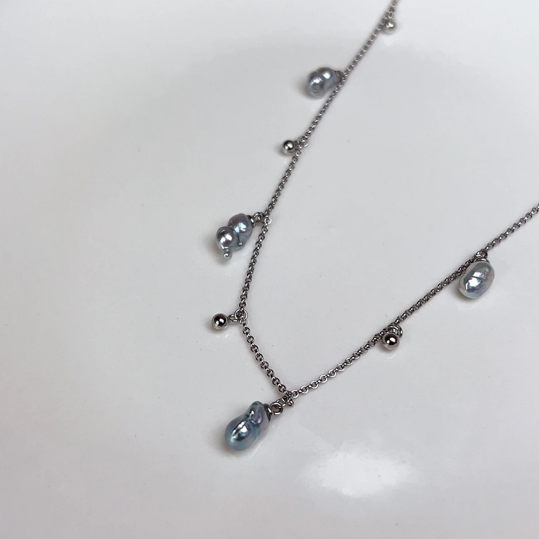 海水珍珠银S925镶嵌颈饰