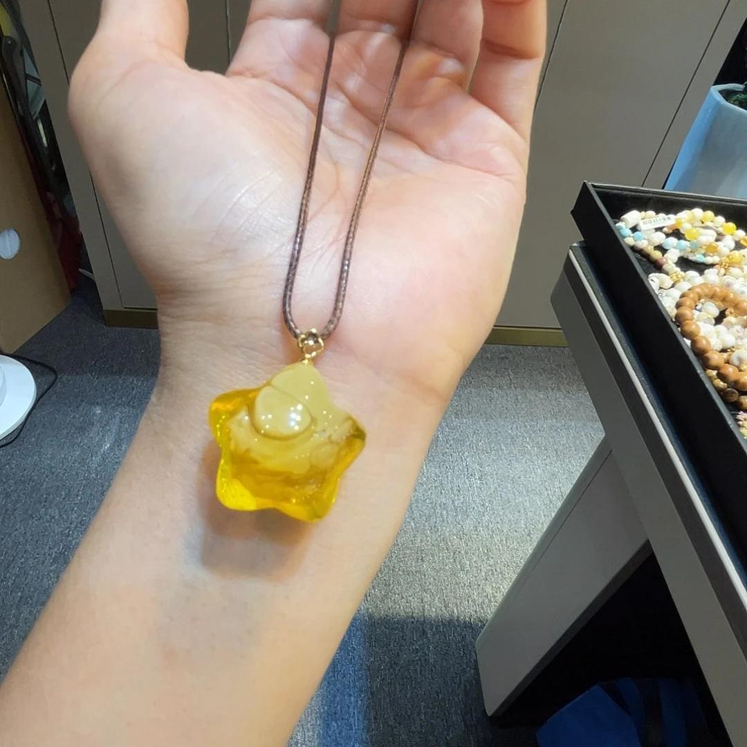 18K金镶嵌琥珀珠宝奇石星星