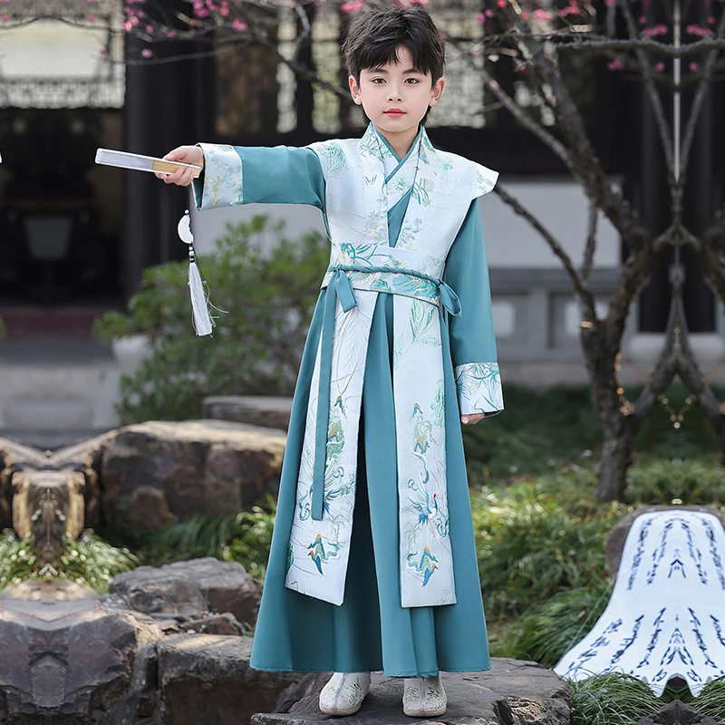 书生男童唐装汉服春武侠少爷男孩中国风儿童古风国学中秋演出服装