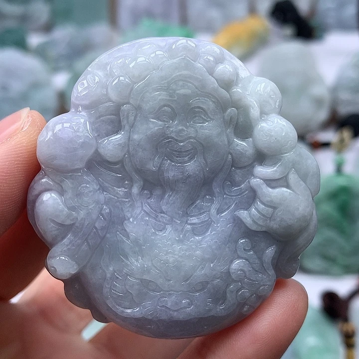 翡翠未镶嵌颈饰立体财神爷福利有棉感福利