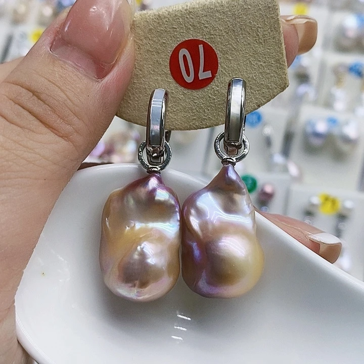 银S925镶嵌淡水珍珠耳饰