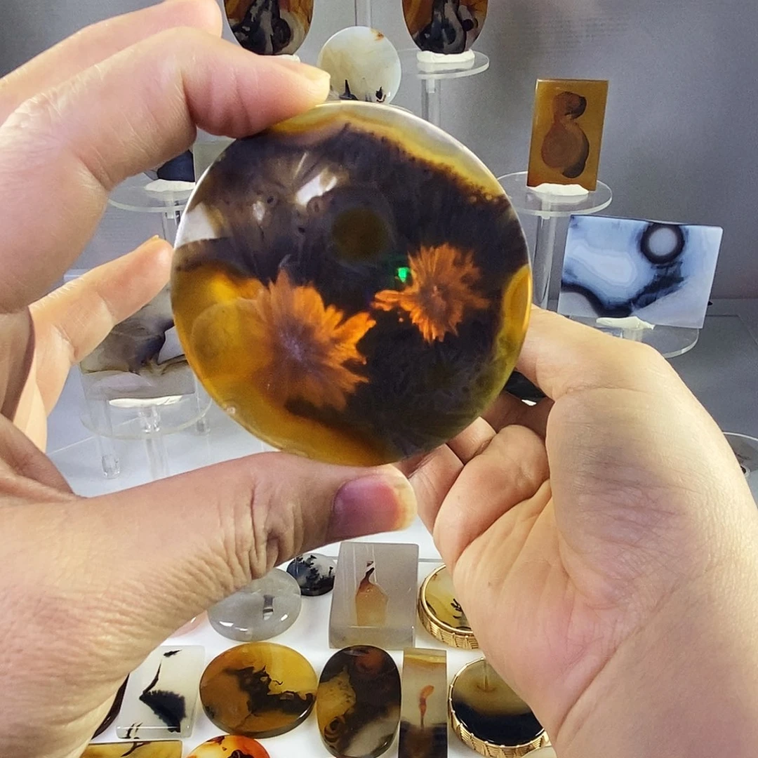 合成碳硅石非金属时尚图纹画面石饰品