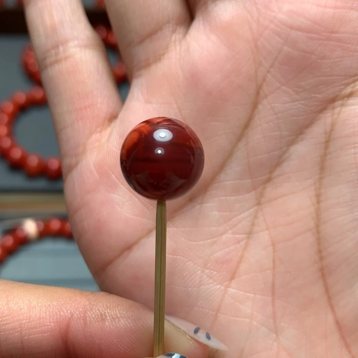 南红玛瑙合金手链12+mm牛血火焰单珠