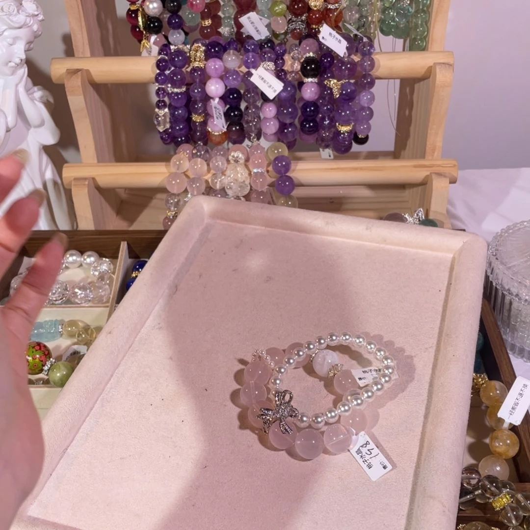 大理石磁石双圈粉水晶