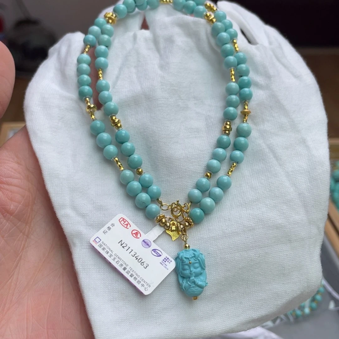 绿松石颈饰银S925镶嵌