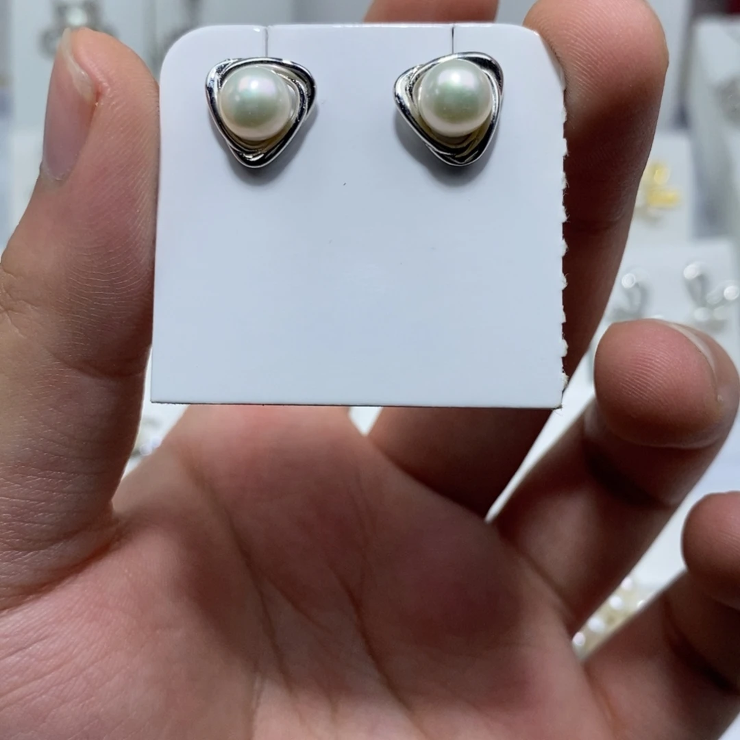淡水珍珠耳饰银S925镶嵌