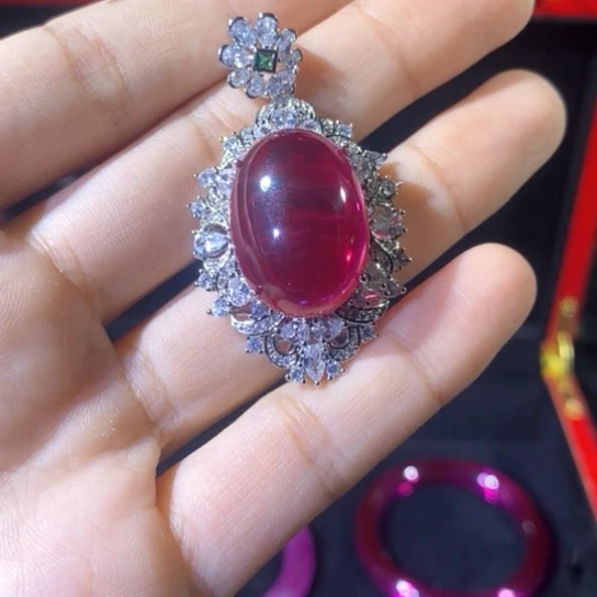 银S925镶嵌戒指红宝石