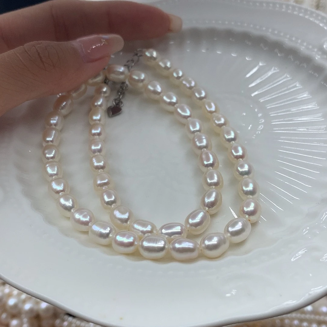 未镶嵌淡水珍珠6–7x13项链