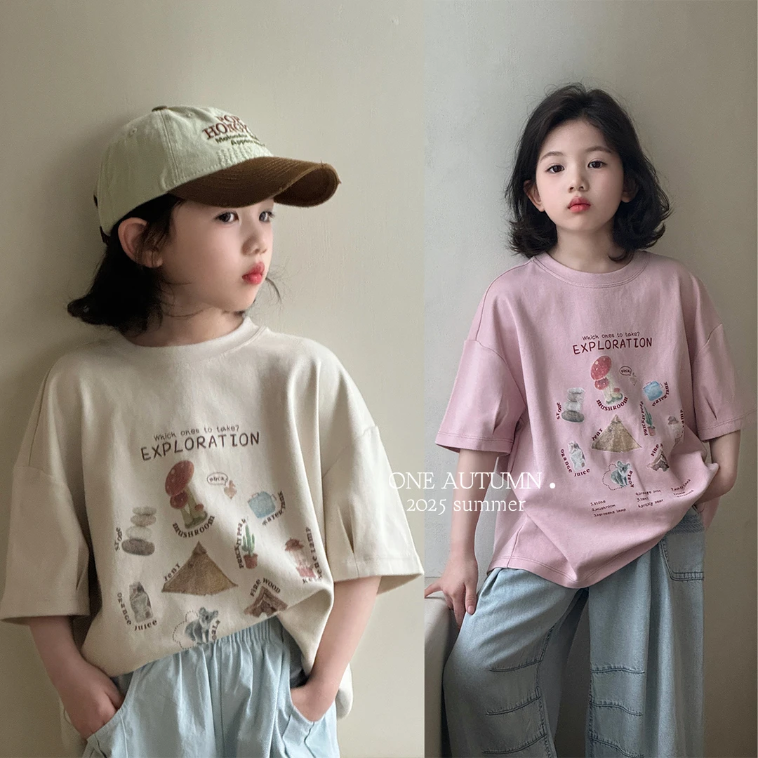 现货「壹秋.ONE AUTUMN」【探险家】韩版纯棉卡通T恤女童夏【GX604】