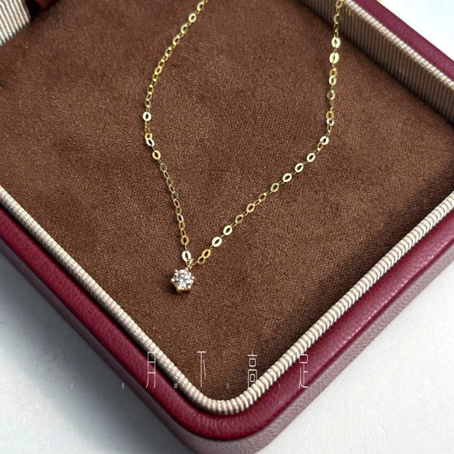 【玥霓高定】18k金 ZSXL0271 15分六爪独钻项链