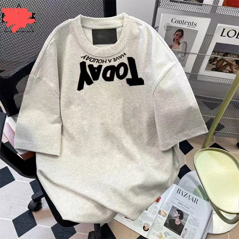 编码001-200情侣潮牌男女同款夏季时尚宽松设计感小众百搭短袖T恤