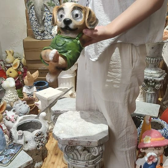 合成树脂树脂太阳能小狗狗摆件