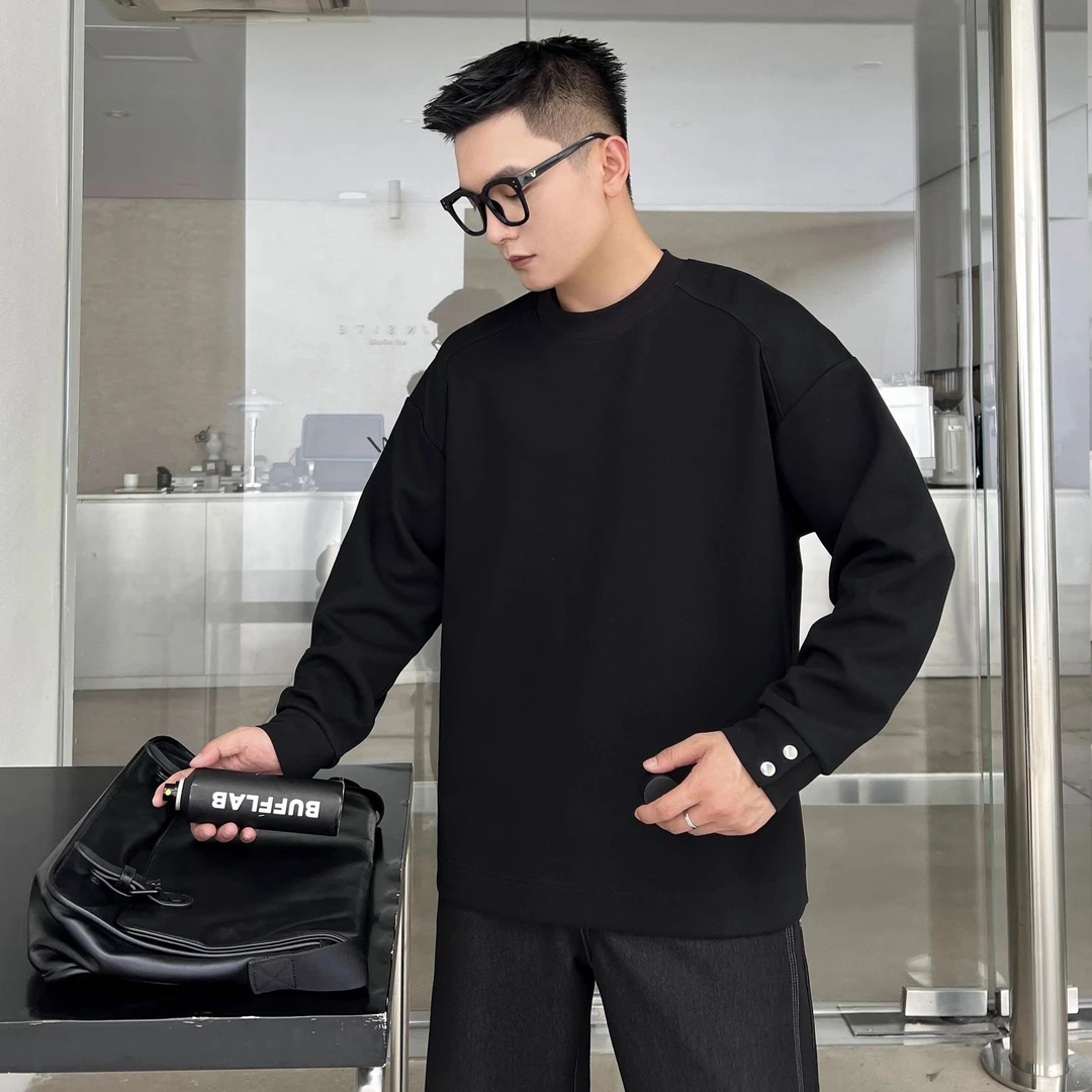 二十二号穿搭【流星双面空气棉】设计款长袖卫衣男高级感内搭打底衫