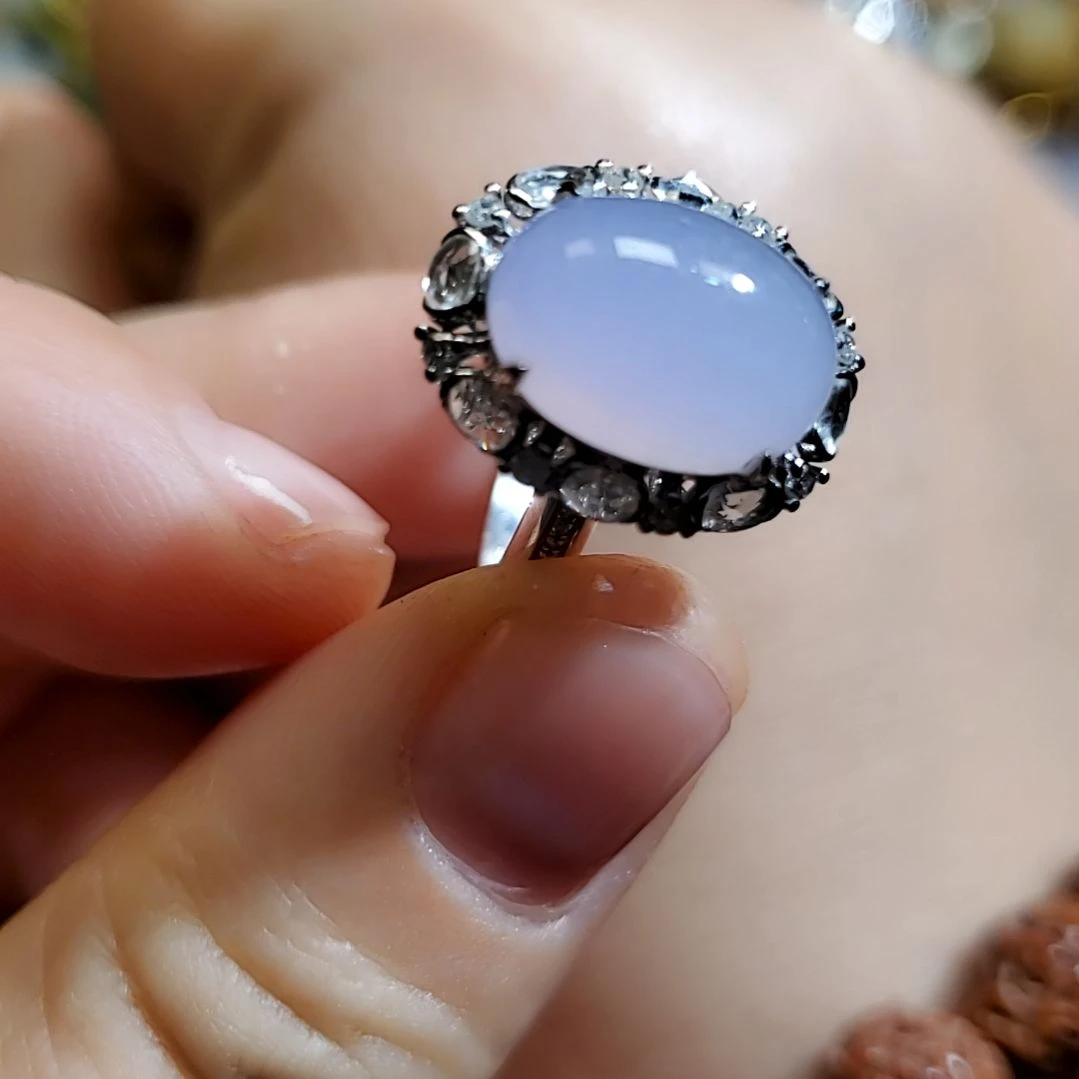 【闪购商品】18K金镶嵌戒指翡翠冰紫戒指