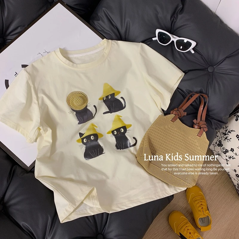 女童夏装短袖T恤夏季百搭女大童上衣洋气圆领短款清新