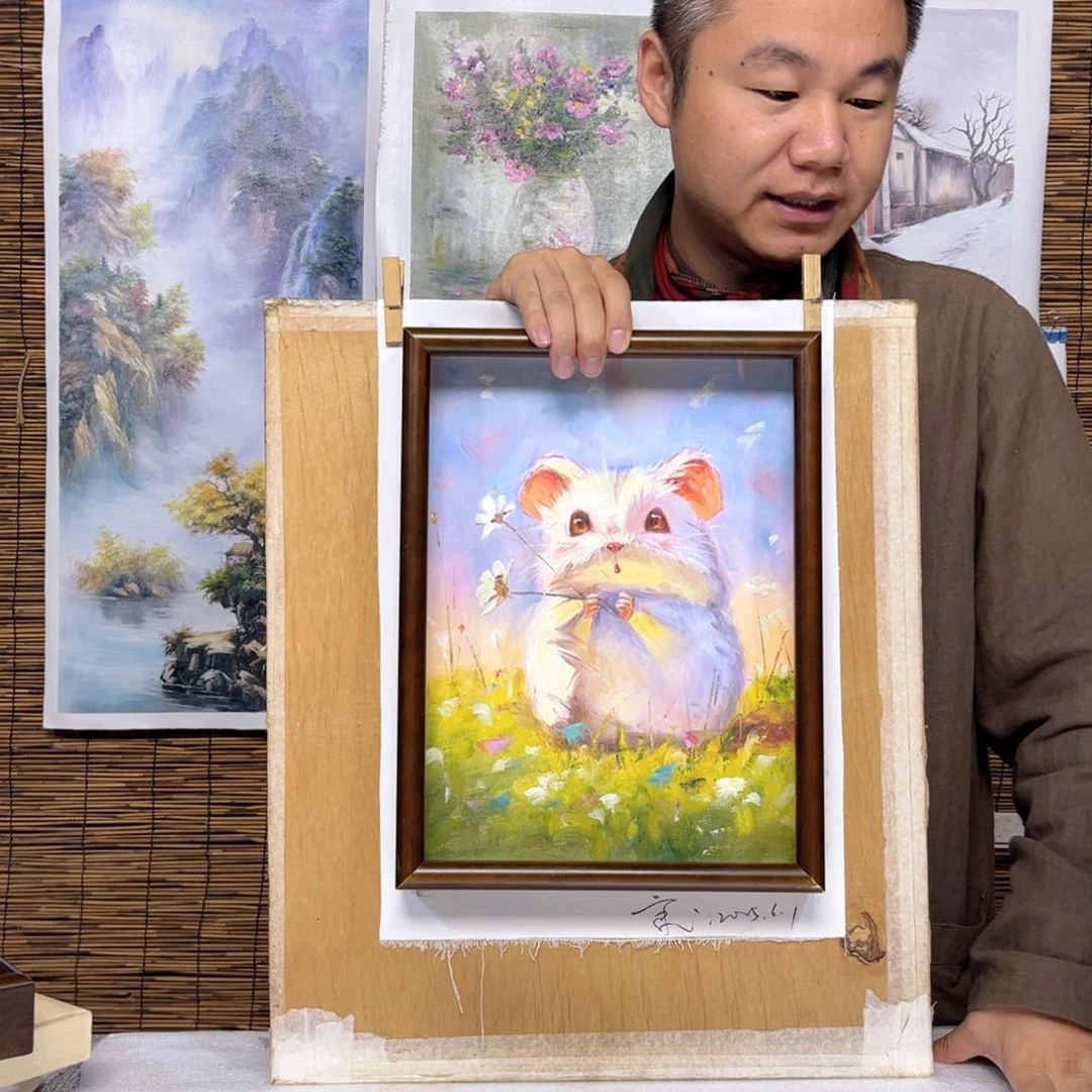 油画行路人小院绘画作品竞拍