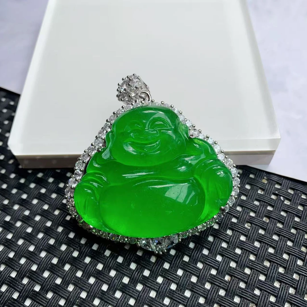 [石矿]A1606透绿色佛公吊坠