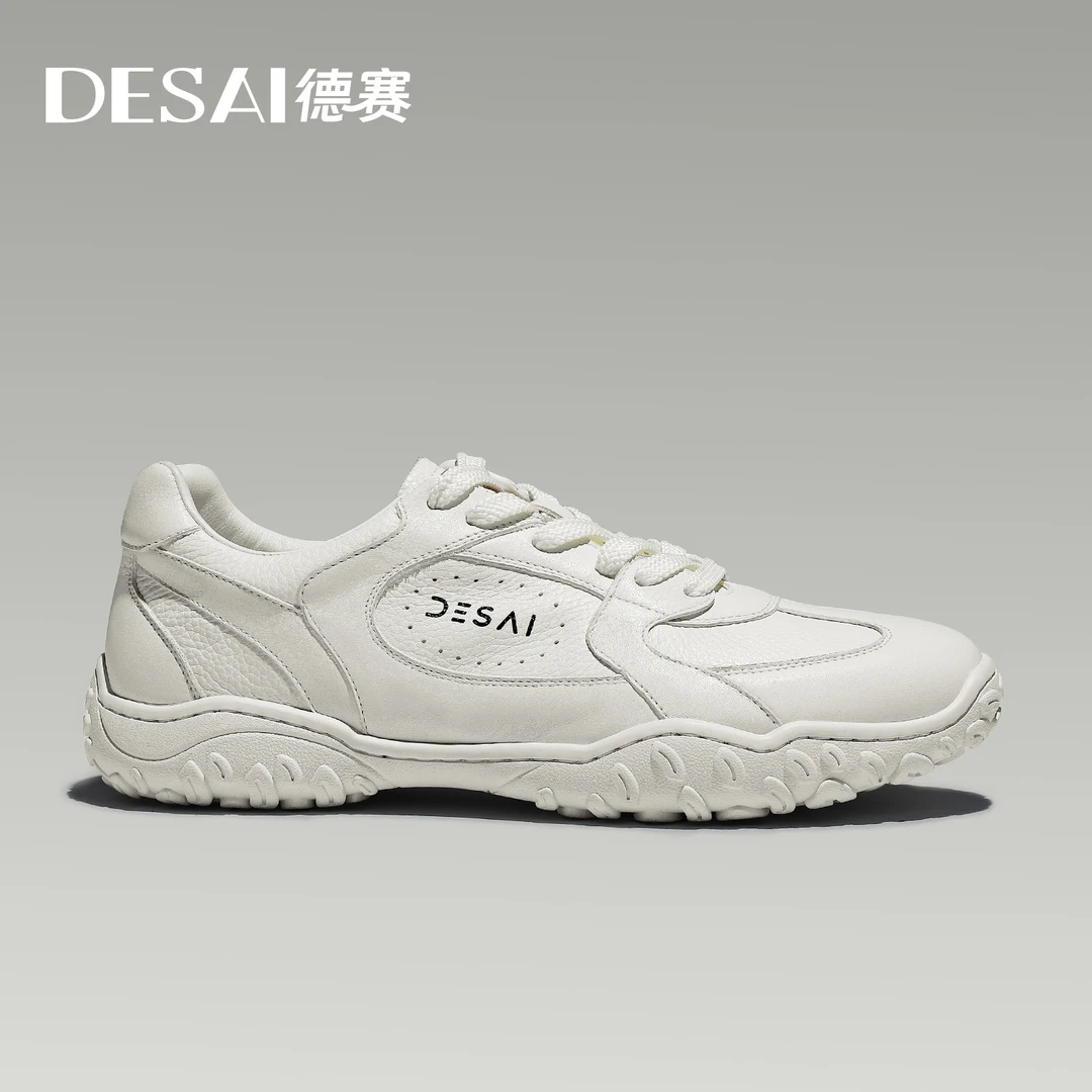 德赛【秋季新款小白鞋】运动透气休闲鞋男款百搭时尚低帮薄底阿甘鞋